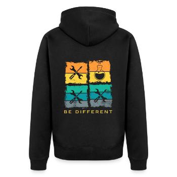 Chemistry Chemist Be Different Laboratory Flask Retro - Unisex Premium Organic Zip Hoodie - black - Back - Nico (187cm)