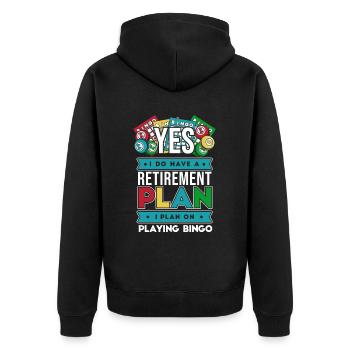 J’ai un plan de retraite qui appelle un professionnel - Veste à capuche bio Premium Unisexe - noir - Dos - Nico (187cm)