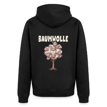 Baumwolle Schafe für einen Schafliebhaber - Unisex Premium Bio Zip Hoodie - Schwarz - Hinten - Nico (187cm)