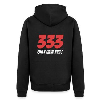 333 Only half evil! Antichrist Humor Satanic - Unisex Premium Organic Zip Hoodie - black - Back - Nico (187cm)