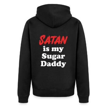 Satan Is My Sugar Daddy Antichrist Humor Gothic - Unisex Premium Organic Zip Hoodie - black - Back - Nico (187cm)