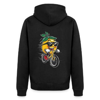 Zitrone Radfahren auf Fahrrad-Geschenk - Unisex Premium Bio Zip Hoodie - Schwarz - Hinten - Nico (187cm)