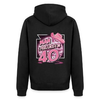 Man I Feel Like I'm 40 Geburtstag Western - Unisex Premium Bio Zip Hoodie - Schwarz - Hinten - Nico (187cm)