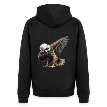 Dabbing Adler Tier Tierliebhaber Cool Motiv Dab - Unisex Premium Bio Zip Hoodie - Schwarz - Hinten - Nico (187cm)