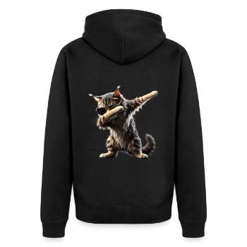Dabbing Maine Coon Motif Cat Dab Cool Pets - Unisex Premium Organic Zip Hoodie - black - Back - Nico (187cm)