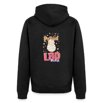 L&D Krankenschwester Stolze L&D Krankenschwester - Unisex Premium Bio Zip Hoodie - Schwarz - Hinten - Nico (187cm)