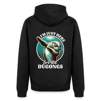 Funny Manatee Sayings - Unisex Premium Organic Zip Hoodie - black - Back - Nico (187cm)