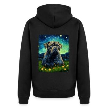 Cane Corso Hund Sternennacht Gemälde - Unisex Premium Bio Zip Hoodie - Schwarz - Hinten - Nico (187cm)