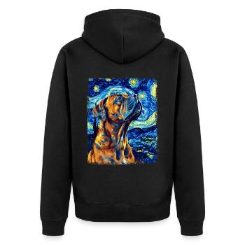 Cane Corso Hund Sternennacht Gemälde - Unisex Premium Bio Zip Hoodie - Schwarz - Hinten - Nico (187cm)