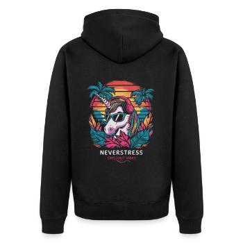 Chillout Vibes Design: Relaxed and Stylish - Unisex Premium Organic Zip Hoodie - black - Back - Nico (187cm)