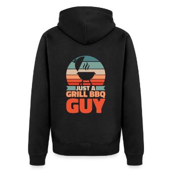 Bbq Grillen Just A Grill Bbq Guy - Unisex Premium Bio Zip Hoodie - Schwarz - Hinten - Nico (187cm)