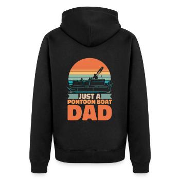Pontonboot Vater Just A Pontoon Boat Dad - Unisex Premium Bio Zip Hoodie - Schwarz - Hinten - Nico (187cm)