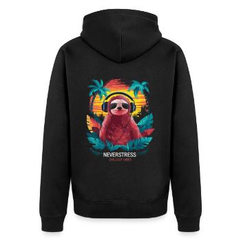Chillout Vibes Design: Relaxed and Stylish - Unisex Premium Organic Zip Hoodie - black - Back - Nico (187cm)