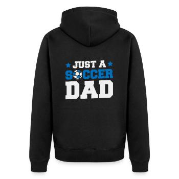 Fußball Fußballer Vater Just A Soccer Dad - Unisex Premium Bio Zip Hoodie - Schwarz - Hinten - Nico (187cm)