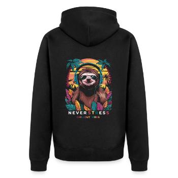 Chillout Vibes Design: Relaxed and Stylish - Unisex Premium Organic Zip Hoodie - black - Back - Nico (187cm)