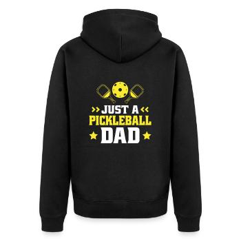 Pickleball Vater Just A Pickleball Dad - Unisex Premium Organic Zip Hoodie - black - Back - Nico (187cm)