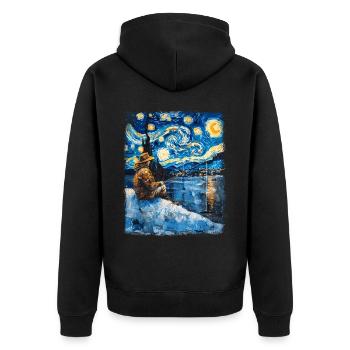 Pêche sur glace Pêcheur sur glace Pêcheur Nuit étoilée Peinture - Veste à capuche bio Premium Unisexe - noir - Dos - Nico (187cm)