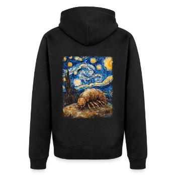 Isopods Starry Night Painting - Unisex Premium Organic Zip Hoodie - black - Back - Nico (187cm)