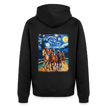 Courses de chevaux Équitation Nuit étoilée Peinture - Veste à capuche bio Premium Unisexe - noir - Dos - Nico (187cm)