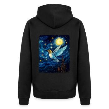 Hummingbird Starry Night Painting - Unisex Premium Organic Zip Hoodie - black - Back - Nico (187cm)