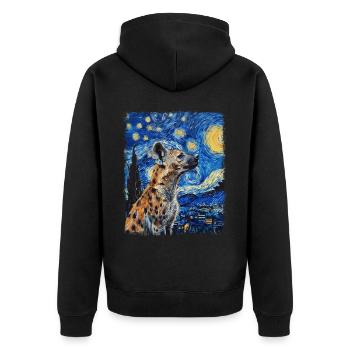 Hyène Africain Animal Nuit Étoilée Peinture - Veste à capuche bio Premium Unisexe - noir - Dos - Nico (187cm)