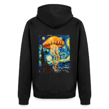Méduse Océan Nuit étoilée Peinture - Veste à capuche bio Premium Unisexe - noir - Dos - Nico (187cm)