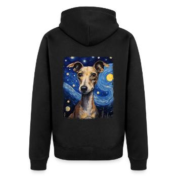 Italienischer Windhund Hund Hund Sternennacht Gemä - Unisex Premium Bio Zip Hoodie - Schwarz - Hinten - Nico (187cm)