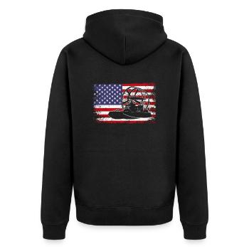 airboat american flag - Unisex Premium Bio Zip Hoodie - Schwarz - Hinten - Nico (187cm)