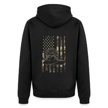 airboat american flag - Unisex Premium Bio Zip Hoodie - Schwarz - Hinten - Nico (187cm)