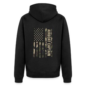 airboat american flag - Unisex Premium Bio Zip Hoodie - Schwarz - Hinten - Nico (187cm)