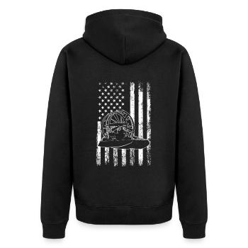 airboat american flag - Unisex Premium Bio Zip Hoodie - Schwarz - Hinten - Nico (187cm)