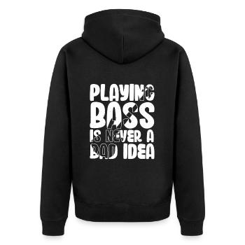 Playing Bass is Never a Bad Idea - Unisex Premium Organic Zip Hoodie - black - Back - Nico (187cm)