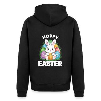 Frohe Ostern Hase Osterei Hoppy Easter - Unisex Premium Bio Zip Hoodie - Schwarz - Hinten - Nico (187cm)