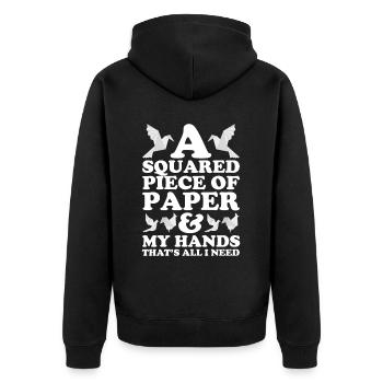 Origami Master Papier Falten Papierkranich Japan - Unisex Premium Bio Zip Hoodie - Schwarz - Hinten - Nico (187cm)