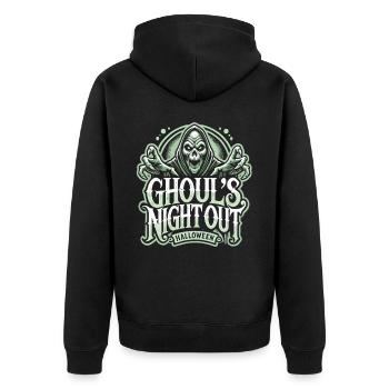 Ghoul's Night Out - Spooky Halloween Shirt - Unisex Premium Organic Zip Hoodie - black - Back - Nico (187cm)