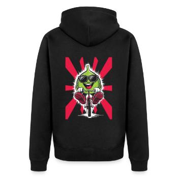 Feige, Radfahren, Auf, Fahrrad, Geschenk - Unisex Premium Bio Zip Hoodie - Schwarz - Hinten - Nico (187cm)