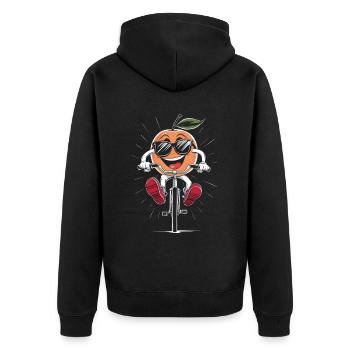 Aprikose, Radfahren, Auf, Fahrrad, Geschenk - Unisex Premium Bio Zip Hoodie - Schwarz - Hinten - Nico (187cm)