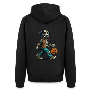 Undead Zombie Dog Trick or Treat Halloween - Unisex Premium Organic Zip Hoodie - black - Back - Nico (187cm)