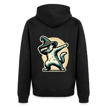 Dabbing Witches Cat Dabbing Pet Halloween - Unisex Premium Organic Zip Hoodie - black - Back - Nico (187cm)