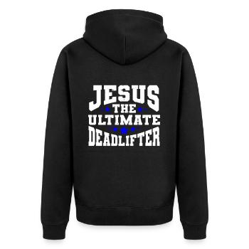 Jesus Ultimate Deadlifter Workout Gymnase chrétien - Veste à capuche bio Premium Unisexe - noir - Dos - Nico (187cm)