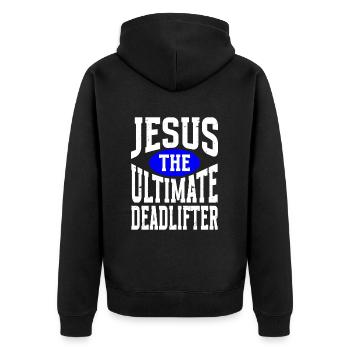 Jesus Ultimate Deadlifter Workout Gymnase chrétien - Veste à capuche bio Premium Unisexe - noir - Dos - Nico (187cm)
