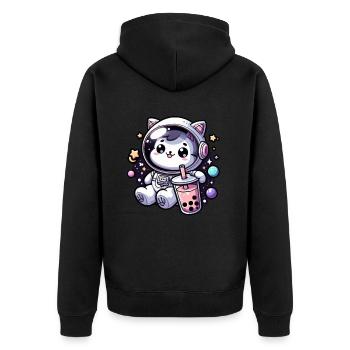 Thé à bulles Kawaii Cat Astronaut dans l’espace - Veste à capuche bio Premium Unisexe - noir - Dos - Nico (187cm)