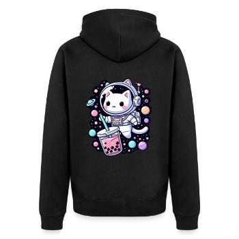 Thé à bulles Kawaii Cat Astronaut dans l’espace - Veste à capuche bio Premium Unisexe - noir - Dos - Nico (187cm)