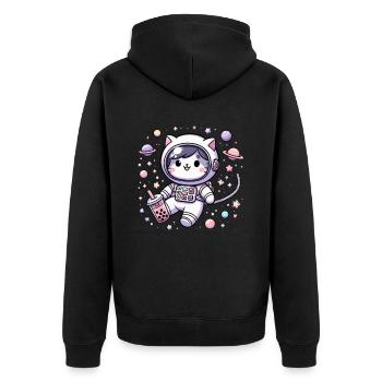 Thé à bulles Kawaii Cat Astronaut dans l’espace - Veste à capuche bio Premium Unisexe - noir - Dos - Nico (187cm)