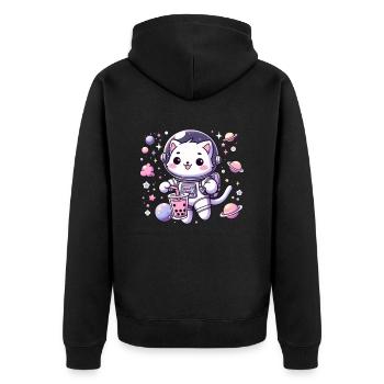 Thé à bulles Kawaii Cat Astronaut dans l’espace - Veste à capuche bio Premium Unisexe - noir - Dos - Nico (187cm)