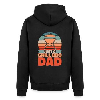 Bbq Grillen Vater Just A Grill Bbq Dad - Unisex Premium Bio Zip Hoodie - Schwarz - Hinten - Nico (187cm)