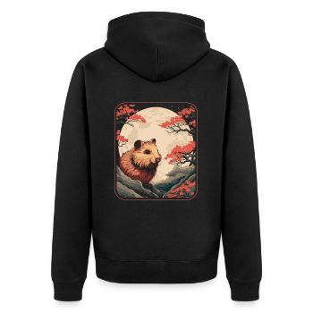 Hamster Goldhamster Japan Cherry Blossom Moon - Unisex Premium Bio Zip Hoodie - Schwarz - Hinten - Nico (187cm)