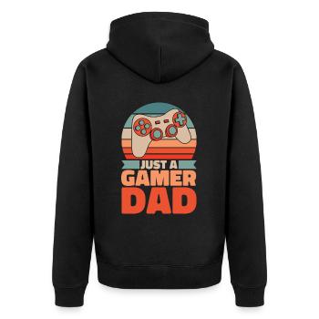 Gamer Gaming Vater Just A Video Games Dad - Unisex Premium Bio Zip Hoodie - Schwarz - Hinten - Nico (187cm)