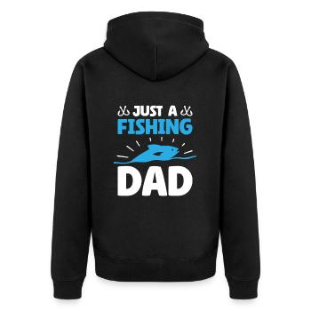 Angler Angeln Vater Just A Fishing Dad - Unisex Premium Bio Zip Hoodie - Schwarz - Hinten - Nico (187cm)