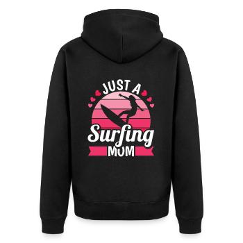 Surfer Surfen Mutter Just A Surfing Mom - Unisex Premium Organic Zip Hoodie - black - Back - Nico (187cm)